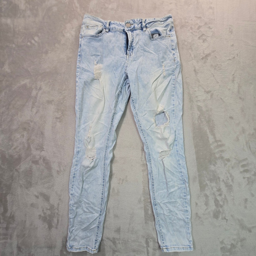 Refuge Womens Distressed Skinny Jeans Light Wash Ripped Denim Size 12